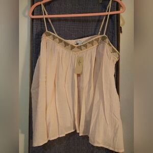 Light Pink Boho American Eagle Tank Top Beaded